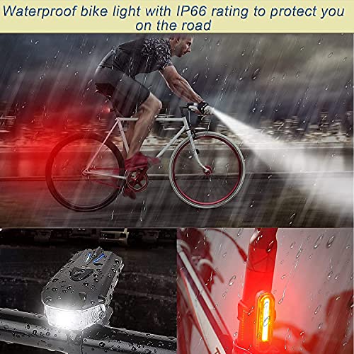 Ozvavzk Lampe Velo LED, Ensemble Lumière Vélo Rechargeable Avant Arrière 5 Modes de Luminosité éclairage Forme de Voiture de Sport USB Antichoc Impermeable VTT Cycliste Poussette - Image 5