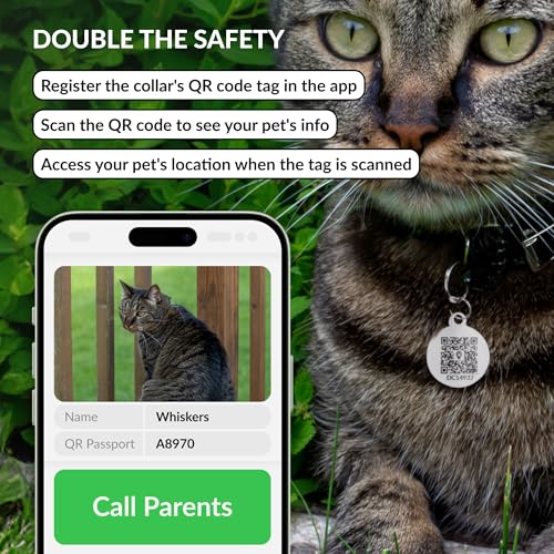 CollarDirect Colar Airtag para gatos com etiqueta QR e sino - Coleira de couro para gatos com suport
