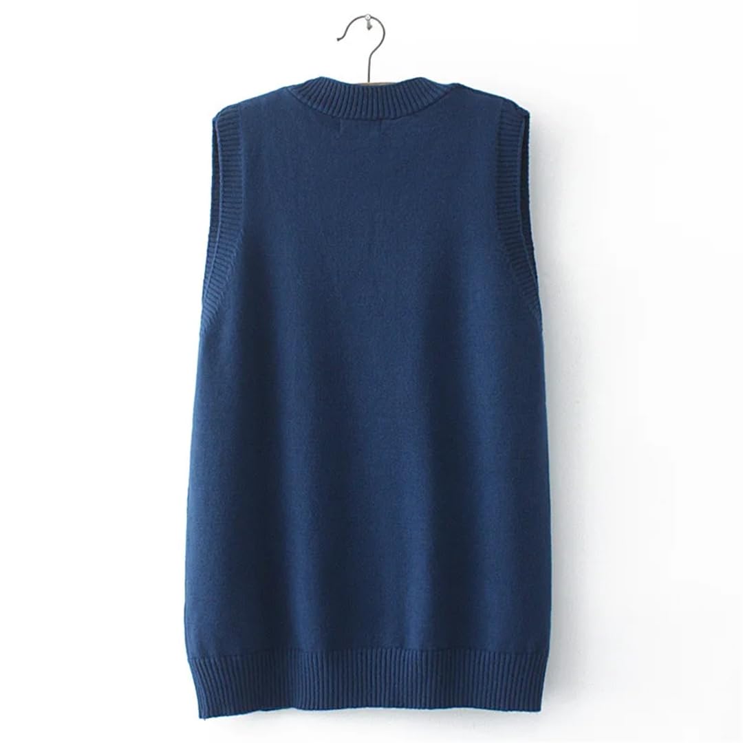 Vsadsau Femmes Grande Taille Pull Gilet Solide Col V Tricot Gilet Gilet Sans Manches Lâche Épais Gilet