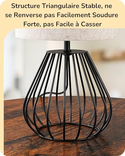 Lampe de chevet LED abat-jour lin beige 2700K EDISHINE
