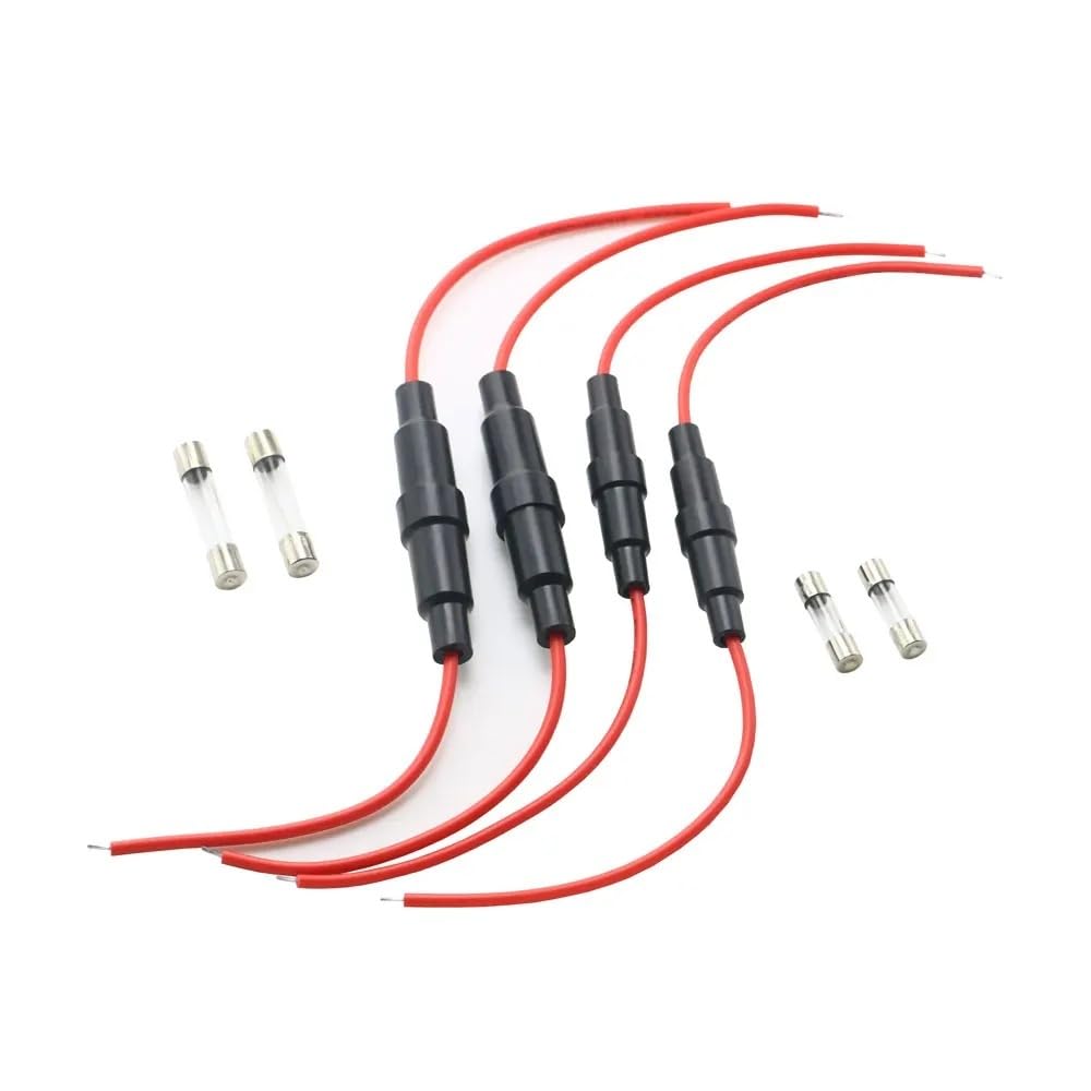 5PCS Glassicherungshalter Schraubentyp mit 22 20 18 16 14AWG Drahtkabel(30A,6x30mm)