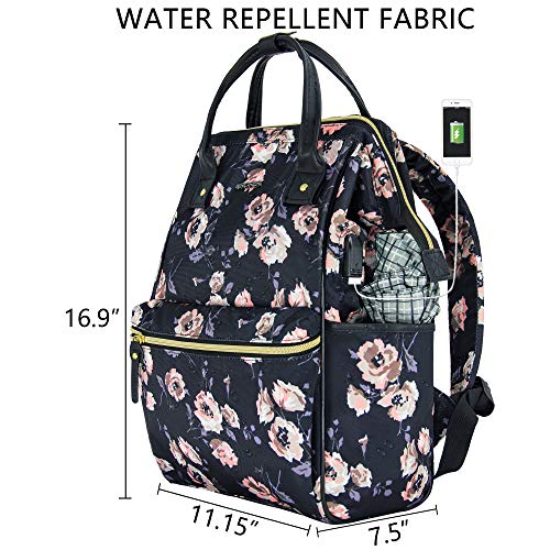 KROSER-Laptop-Backpack-156-Inch-Stylish-College-Backpack-with-USB-Port-Water-Repellent-Casual-Daypack-Doctor-Bag-Travel-Business-Work-Bag-for-WomenRose-Pattern