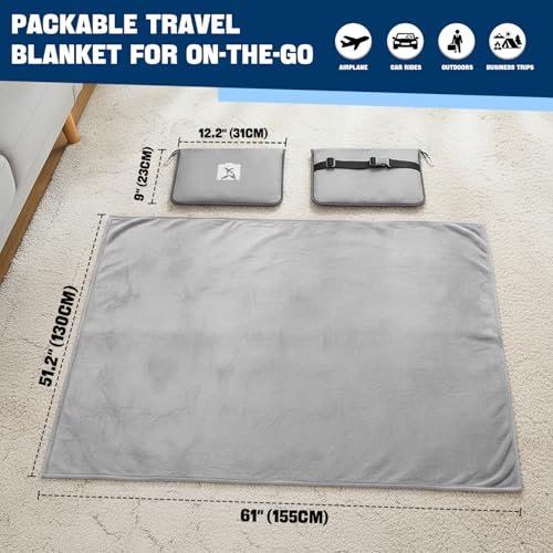 Travel Pillow and Blanket, 2 in 1 Airplane Blanket with Eye Mask and Ear Plugs, Compact Office Blankets, Lightweight & Portable Pillow for Adults, Kids,Long Flights and Trains - Image 3