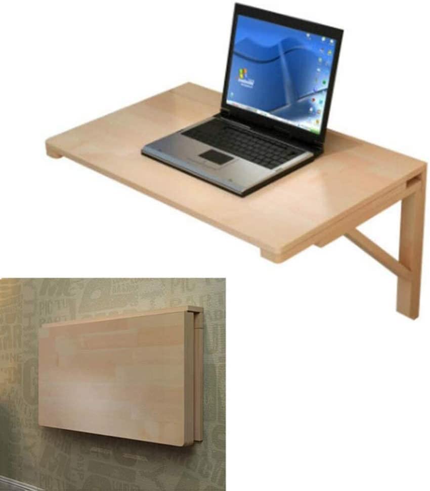 Table d'ordinateur pliante murale 50x30 cm en bois naturel
