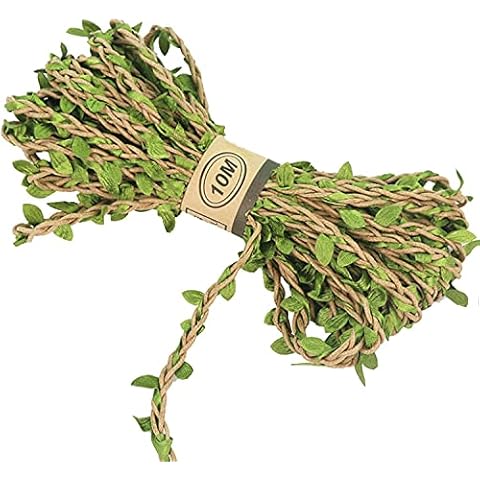 Wilsonzin 10 Meter Künstliche Blätter Natürliche Hessischen Jute Bindfäden Seil DIY Handwerk Sackleinen Band Cover