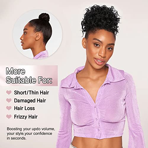 Lommel Messy Bun Hair Piece For Women, Elastic Drawstring Loose Wave Curly Scrunchies Ponytail Extension thumb #2