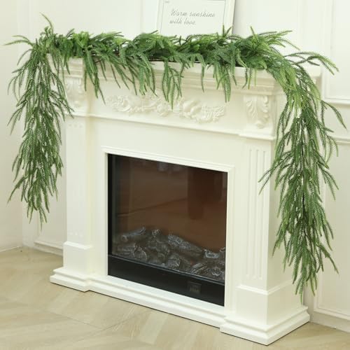 9Ft Real Touch Norfolk Pine Garland Realistic, Artificial Faux Ce...