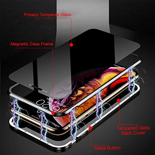 Privacy Magnetic Case For Iphone Xs Max, Anti Peeping Clear Double Sided Tempered Glass [Magnet Absorption Metal Bumper Frame] Thin 360 Full Protective Phone Case For Iphone Xs Max 6.5'' Black #TOP2
