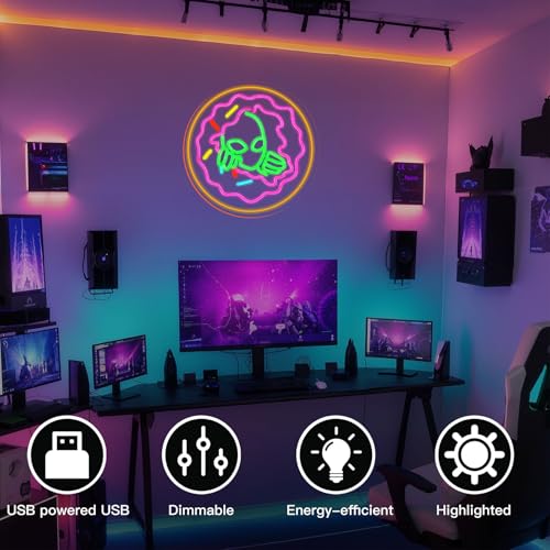 Image of Alien Eat Tacos Neon Sign Colorful LED Wall Light for Restaurant Decor | 12.5IN*12.5IN,Five level brightness adjustment,USB powered,For Restaurant,Kitchen,Store,Snack,Shop,Party,Business