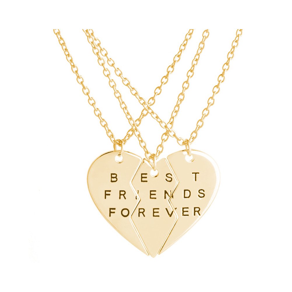 LINKY Best Friends BFF Forever Valentine Heart 3 PC Necklace Set /Keychain Set
