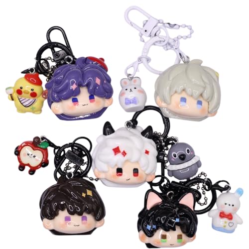 CKHOF Love and Deepspace Keychain Set - Xavier Zayne Rafayel Sylus Caleb Acrylic Keyring Pendant Figures gift Merch for Fans (5-piece)