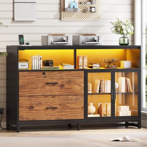 SEDETA 59' File Cabinet, 2 Drawers Filing Cabinets for Home Office fit Legal/Letter/A4 File, File...