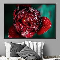 Framed Canvas Wall Art Flora Snapshot Closeup Dark Expressive Farmhouse/Country Floral Multicolor Photography Realism Single - 16x24 inches
