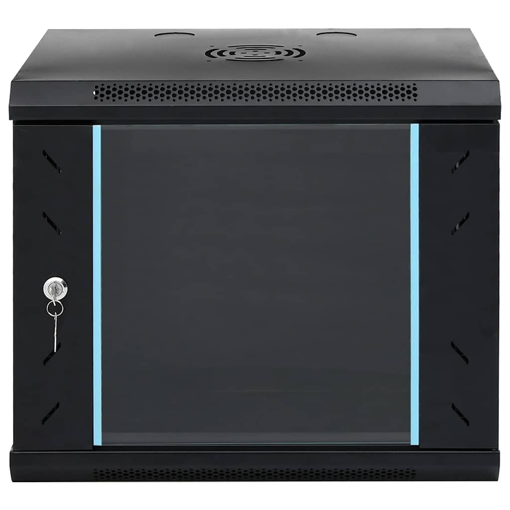 Armadio di rete 53 x 45 x 45 cm, alloggiamento da parete per server IT-Equipment Armadio in acciaio nero con porta in vetro di sicurezza