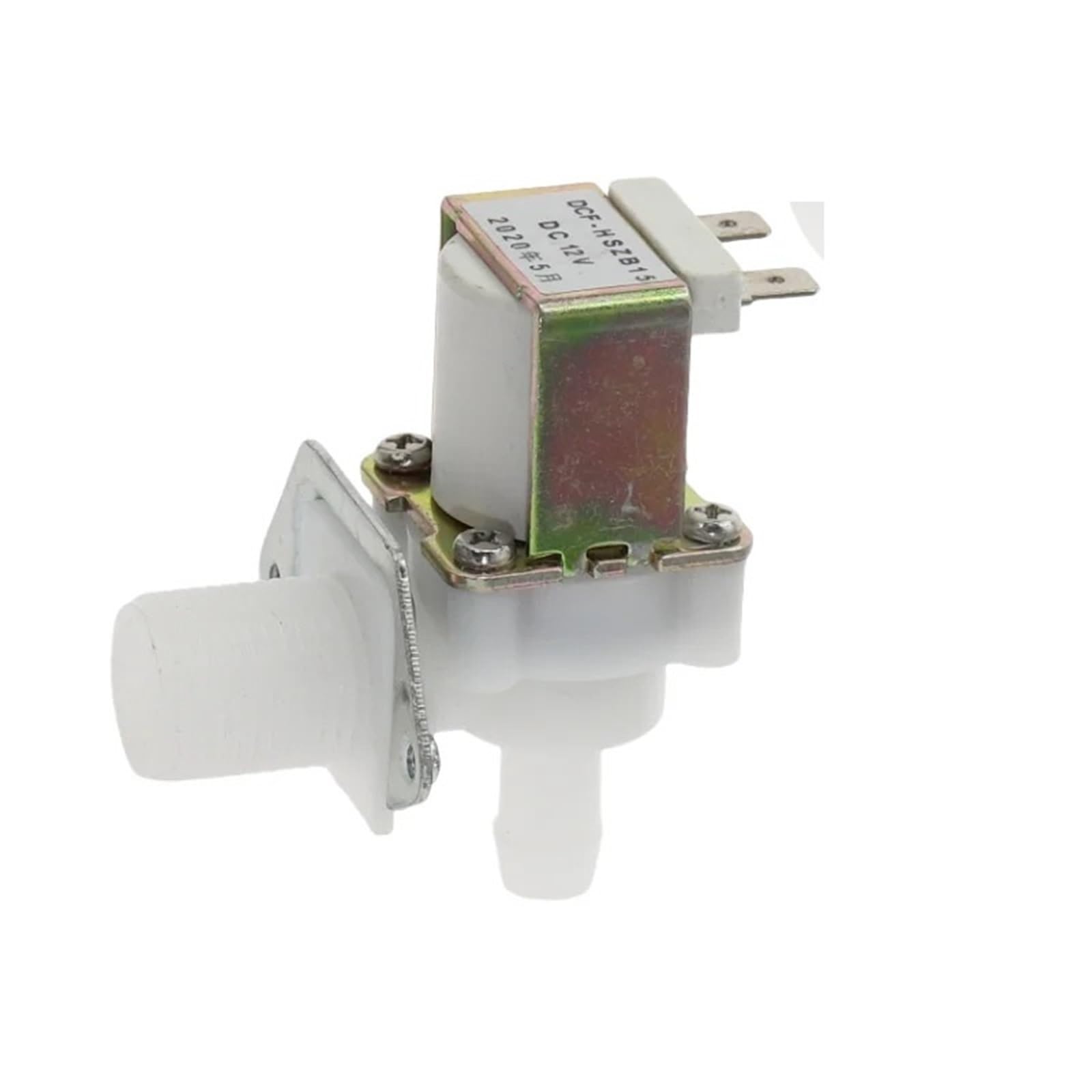 Électrovanne 24V NC plastique filetage 1/2 pouce et sortie tuyau pagode 12 mm pour circuit eau