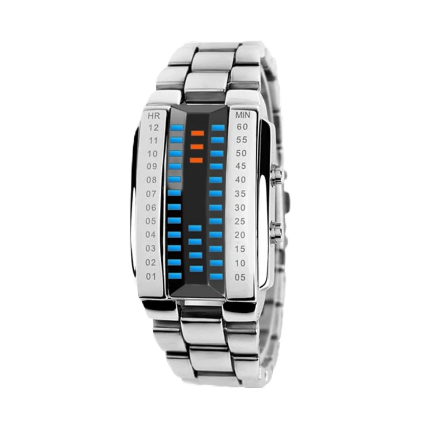 Men's Casual Binary Sports LED Watch, Digital Waterproof Black Wristwatch, Modern Design Daily Wear Watches for Men