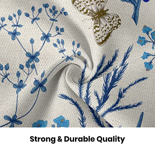Image of AEIOAE Summer Pillow Covers 18x18 Inch Set of 2,Blue Wild Flower Plant Throw Pillows Case,Seasonal Floral Outdoor Decorative Square Linen Farmhouse Decor Cushion Covers for Home Sofa Bed Couch