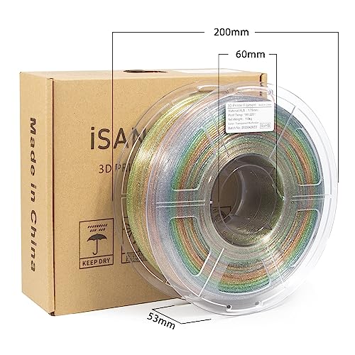 Image of iSANMATE Clear PLA 3D Printer Filament, Transparent Rainbow Glitter Filament, PLA+, 1KG /Spool