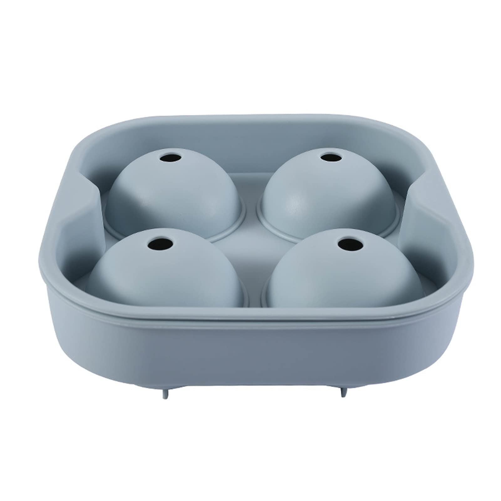 4er-Pack Silikon-Eiskugelform, runde Eiswürfelform mit Deckel, leicht zu lösen, gefriergeeignet und wiederverwendbar, BPA-frei, Grau