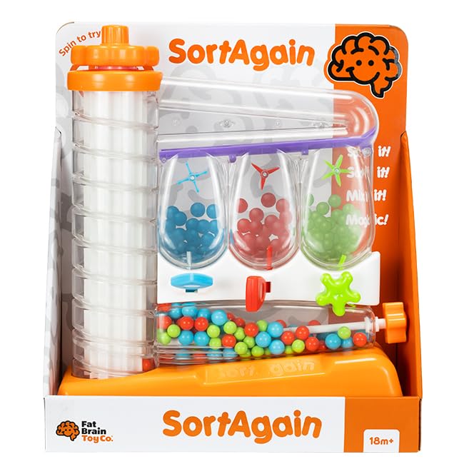 Fat Brain Toys SortAgain Sensory Marble Run Toy with Magical Self-Sorting Feature Engaging Fine-Motor Fun for Ages 2+