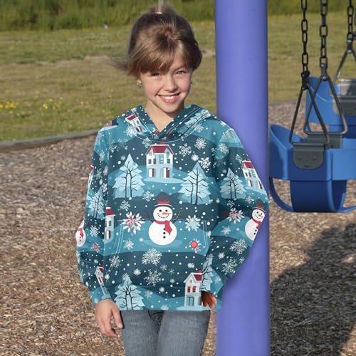 Kids Hoodies Sweaters Christmas Snowman Hooded Sweatshirts with Big Pockets for Boys Girls B04000344