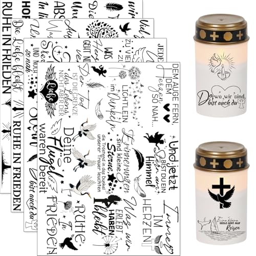 Hongma Rub On Sticker 19x14cm-Großformat Trauer 4PCS Sprüche...