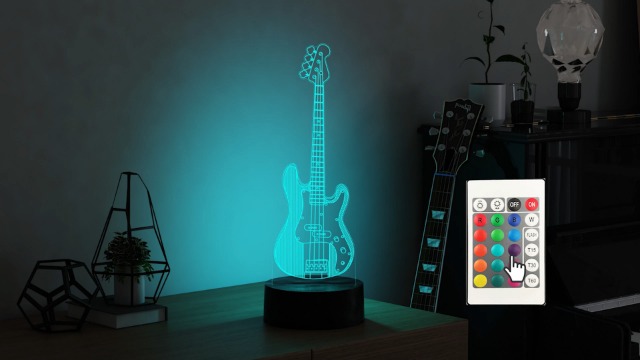 3D Electric Guitar Night Light - 16 Color Changing LED, Touch Control, USB Powered Acrylic Desk Lamp For Bedroom, Kids Room Decor - View #2