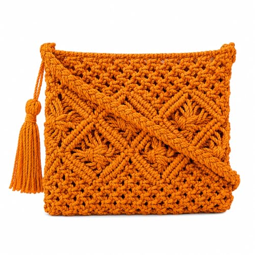 Image of Women's Handmade Macrame Crossbody Sling Bag Tote Bags Beautiful & Fancy Ladies Purse For Girls Women's Mobile Pouch Friends Gifts Birthday Marriage Party and Events,1- Piece