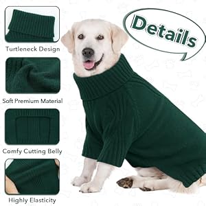 XXL Dog Sweater, Dog Sweaters for Large Dogs, Outfit Warm Dog Knitwear for Extra Large Dogs, Warm Pullover Sweater Christmas, English Bulldog Turtleneck Clothes, Pet Winter Apparel Green XXL XXL Dog Sweater, Dog Sweaters for Large Dogs, Outfit Warm Dog Knitwear for Extra Large Dogs, Warm Pullover Sweater Christmas, English Bulldog Turtleneck Clothes, Pet Winter Apparel Green XXL