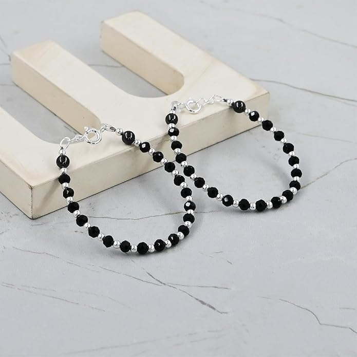 Nazariya Najariya Black and Silver Set of 1 BBY Evileye Protection 1 Pair (White Black)