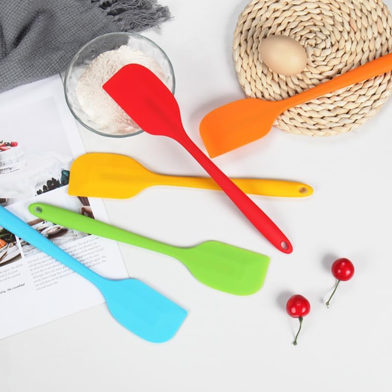Miniatura 5 de Ousyaah Juego de espátulas de silicona (paquete de 4, 10 pulgadas), espátulas de goma flexibles resistentes al calor, diseño sin costuras, espátula