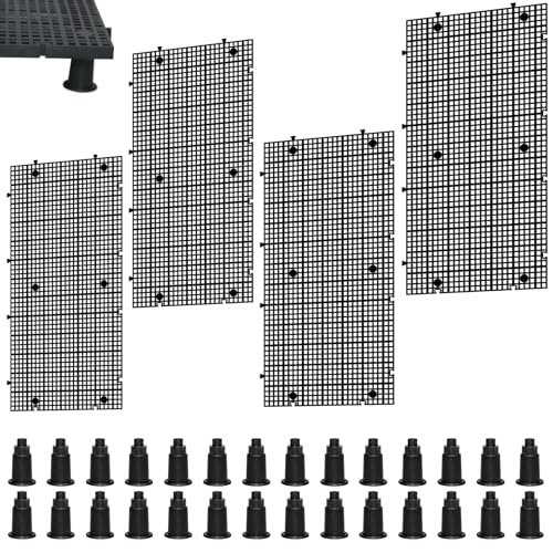 ZHIYUQL Lot de 4 cloisons de séparation pour aquarium - 30 x 15 cm - Plaque perforée en plastique noir - Haute densité - Avec 28 supports pour protection du sol et...