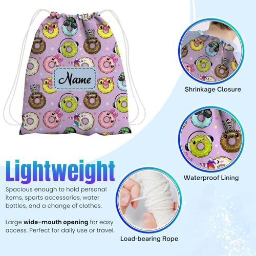 Image of Drawstring Swimming bag for kids for Gym yoga Tuition Beach Waterproof Backpack for 3-10 year Girls boys Bag with Custom personalisation
