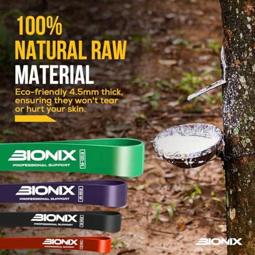 Bionix Weerstandsbanden, set met optrekbanden, verschillende niveaus, dik, zwaar, stretchbanden voor training, training, calisthenics, powerlifting, crossfit, spierversteviging, yoga, voor dames en - Afbeelding 5