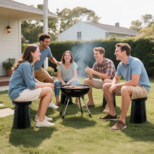 Image of Doseno Upgraded Foldable Stool Thickened, Portable Collapsible Stool Retractable Stool for Fishing, Hiking Tours, BBQ, Parties, Outdoor Activities