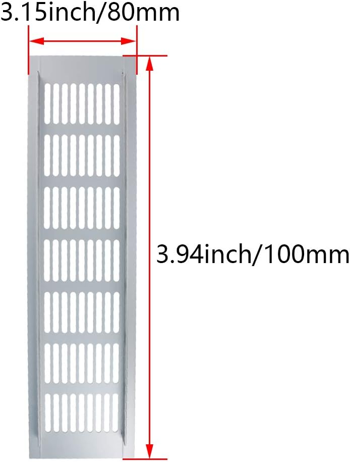 Aicosineg 2pcs Aluminum Alloy 11.81'' x 3.15'' (L x W) Air Vent Small Rectangle Ventilation Grille Louvered Grill Cover for Kitchen Sink Wardrobe Shoes Cabinet - Image 4