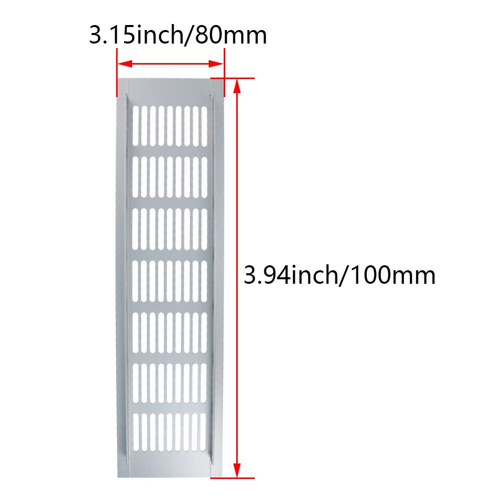 Aicosineg Lüftungsgitter Aus Aluminium – 20 X 8 Cm, 2 Stück, Für Schrank, Küche, Badezimmer