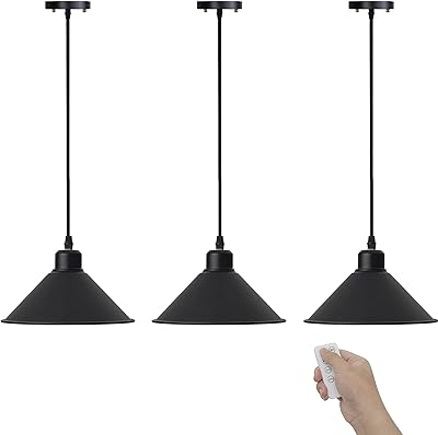 ANUOMY 2 Packs White Pendant Light Battery Operated with Remote,No