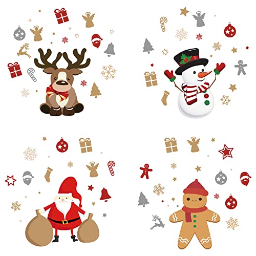 GORGECRAFT 8PCS 6.3 Inch Christmas Window Clings Static Elk Snowman Glass Sliding Door Sticker Decals Waterproof Vinyl Film Bedroom Bathroom Decals for Prevent Birds Dogs Pets Strikes