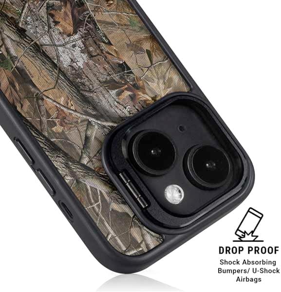 Skinit Kickstand Phone Case Compatible with iPhone 15 Plus - Officially Licensed NFL Philadelphia Eagles Realtree AP Camo Design