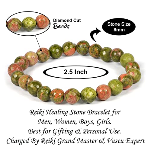 Image of Reiki Crystal Products Natural Crystal Stone 8 mm Faceted Diamond Cut Beads Bracelet for Men & Women | Reiki Charged Gemstone Bracelet | Multiple Stone Variants Available