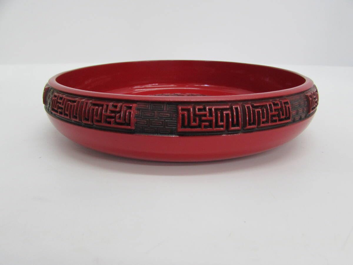 Amazon.co.jp: 仙台堆朱 仙臺堆朱 菓子器 盛器 菓子皿 和食器 楼閣山水  