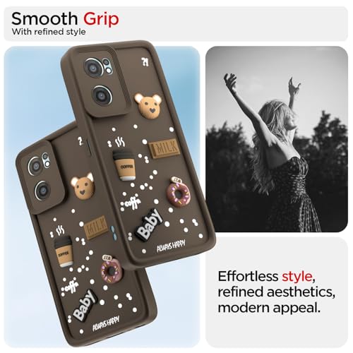 Image of Pikkme Back Cover for Oneplus Nord Ce 2 5G | Cute Fun Cartoon 3D Bear Silicone Full Body Protection Bumper Case (Brown)