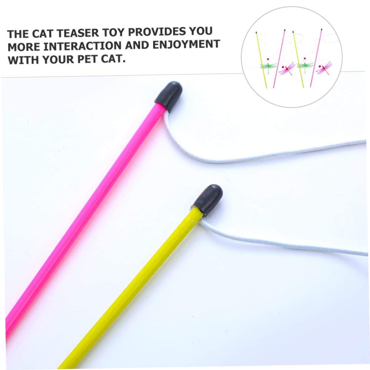 Happyyami 20pezzi Cat Teaser Stick Divertente Giocattolo Interattivo per Gattini Stimola attività Fisica e Riduce Lo Stress Include Bacchette Gialle e Rosse per Giochi con Gatti