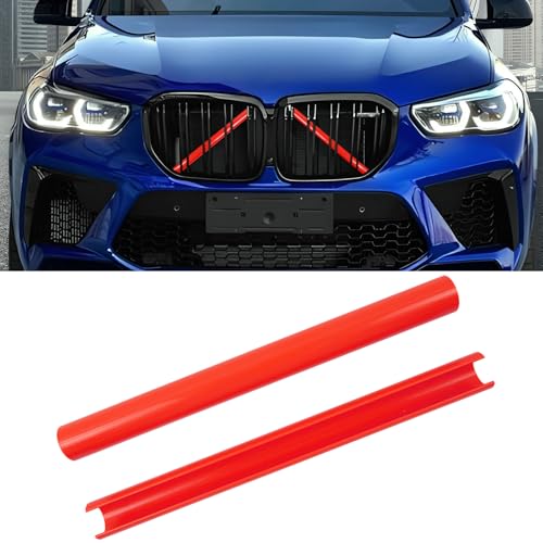 Image of V Brace Wrap Covers Compatible with BMW Grille Inserts StripesWrap | Red Grill Inserts Compatible with BMW G01 G02 G05 G06 G07 F15 F16 F25 F26 E70 For X3 X4 X5 X6 X7 Series Accessories