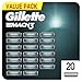 Gillette Mach3 Recharges de Lames de Rasoir Pour Homme, Rasage Manuel, 20 Lames de Recharge [OFFICIEL]