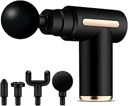 Massageador Muscular Elétrico Profissional Pistola Recarregável com 4 Ponteiras 6 Níveis de Velocidade Alívio de Dores Liberação Miofascial e Relaxamento Profundo para Atletas Premium