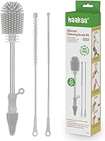 Vista 11 de Haakaa Kit de Cepillos de Limpieza de Silicona – Cepillos de Limpieza Domésticos para Botellas y Hendiduras – Silicona de Grado Alimentario: Apto