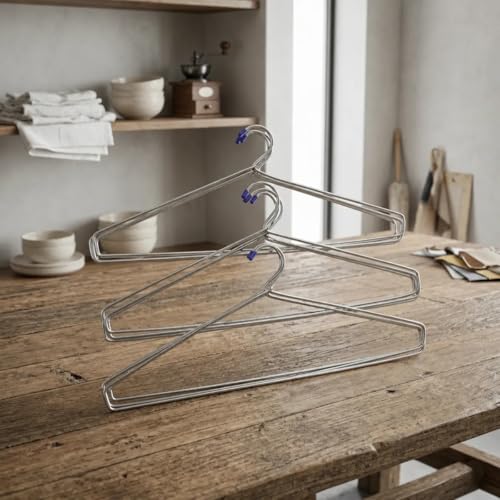 Image of Green Tales Clothes Wire Heavy Duty Stainless Steel Hangers with Non Slip Grooves, Ultra Thin Metal Space Saving Clothing Hanger 16.5 Inch (24)