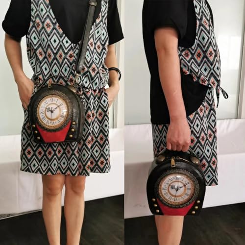 Image of Women PVC Clock Shaped Handbag Crossbody Shoulder Bag Clock Purse